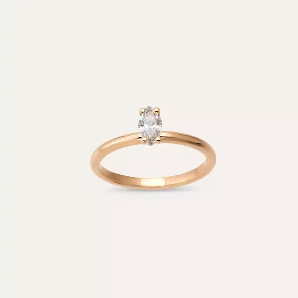 0.34 CT Markiz Kesim Pırlanta Taşlı Tektaş Yüzük