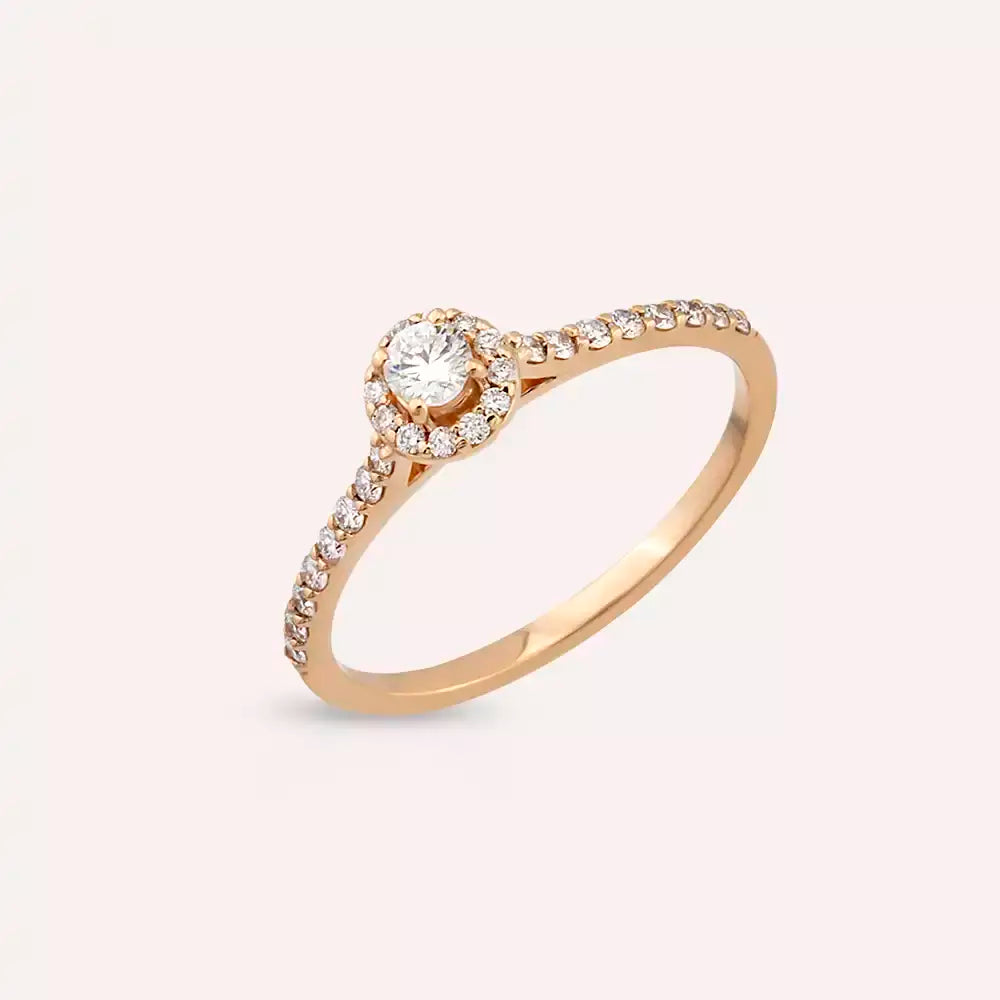 0.34 CT Pırlanta Taşlı Rose Altın Yüzük