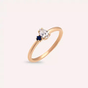 0.35 CT Damla Kesim Pırlanta ve Safir Taşlı Rose Altın Yüzük