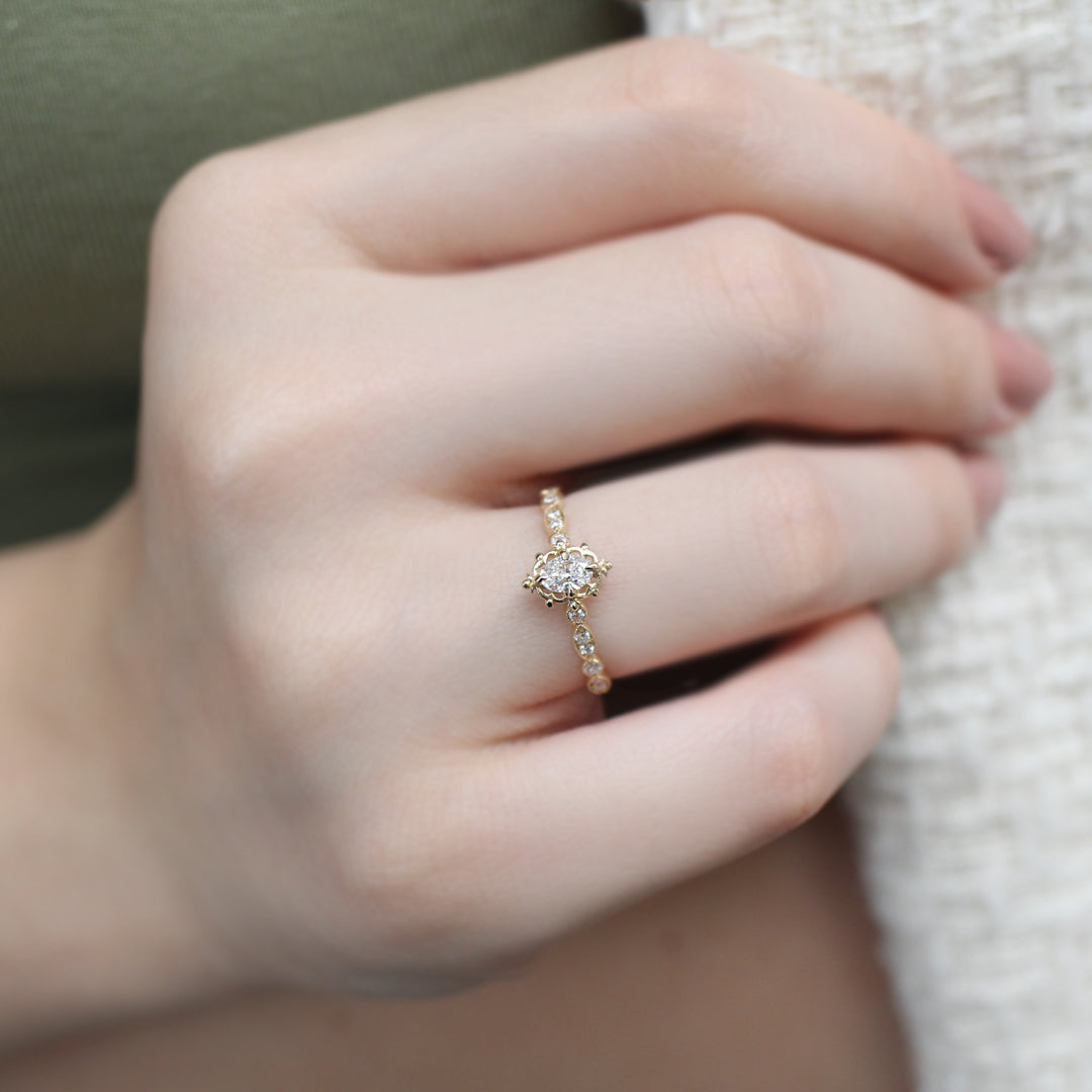 0.35 CT Vintage Aria Tasarım Pırlanta Yüzük