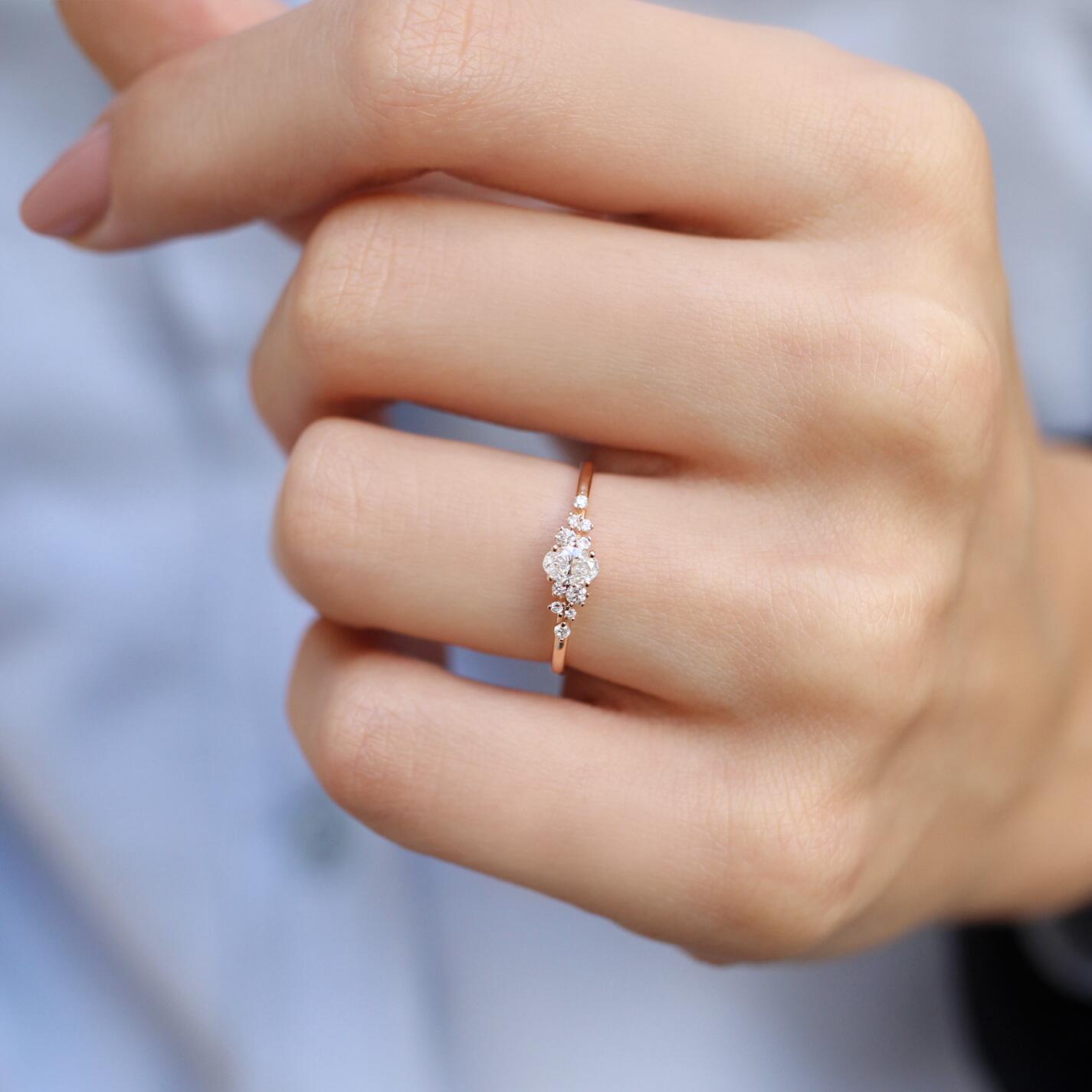 0.35 CT Vintage Asimetri Pırlanta Yüzük