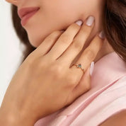 0.36 CT Multicolor Safir ve Pırlanta Taşlı Sarı Altın Yüzük