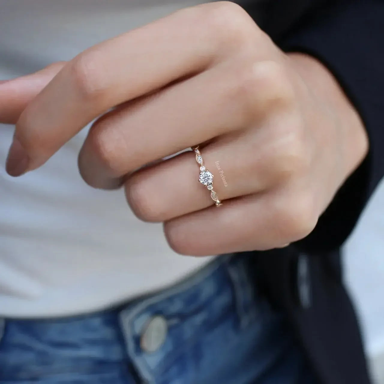 0.37 CT Vintage Tasarım Pırlanta Tektaş Yüzük