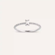 0.38 CT Baget Pırlanta Taşlı Beyaz Altın Yüzük