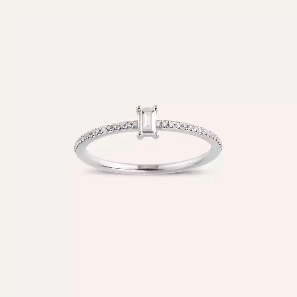 0.38 CT Baget Pırlanta Taşlı Beyaz Altın Yüzük