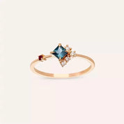 0.38 CT Multicolor Safir ve Yakut Taşlı Rose Altın Yüzük