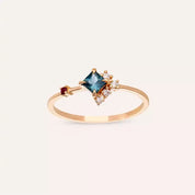 0.38 CT Multicolor Safir ve Yakut Taşlı Rose Altın Yüzük