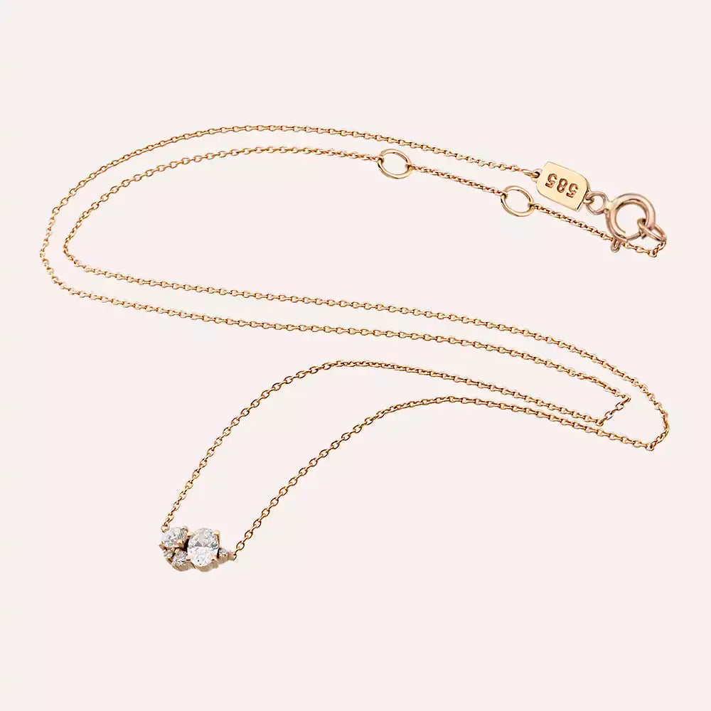 0.38 CT Pırlanta Taşlı Rose Altın Kolye