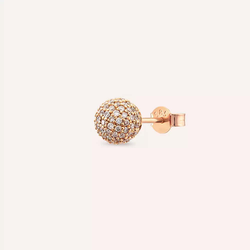 0.38 CT Pırlanta Taşlı Rose Altın Top Tek Küpe