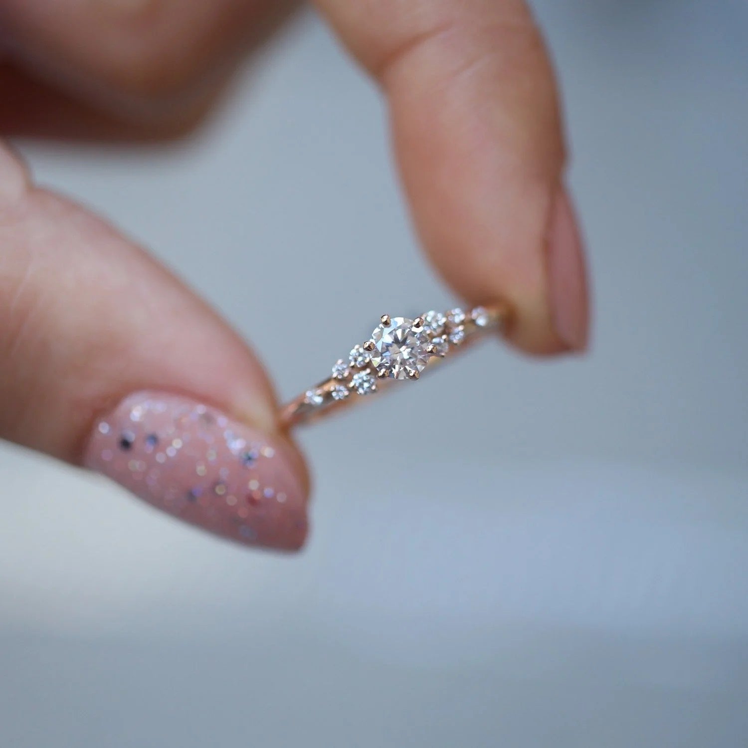 0.38 CT Vintage Özel Tasarım Asimetri Pırlanta Tektaş Yüzük