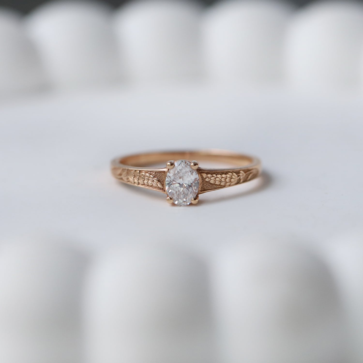 0.40 CT  F SI2 GIA Sertifikalı Vintage Lavender Tasarım Pırlanta Yüzük