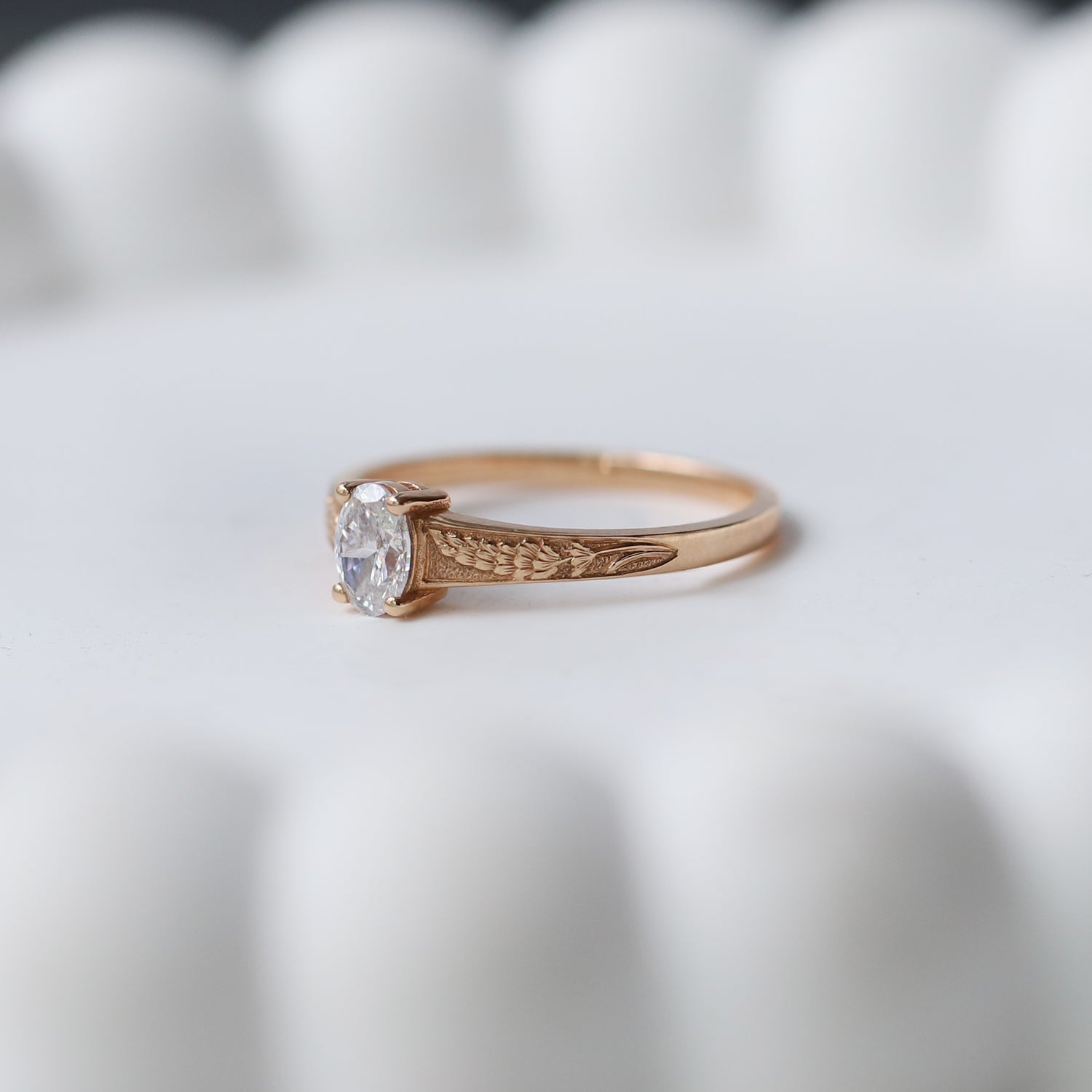 0.40 CT  F SI2 GIA Sertifikalı Vintage Lavender Tasarım Pırlanta Yüzük