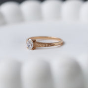 0.40 CT  F SI2 GIA Sertifikalı Vintage Lavender Tasarım Pırlanta Yüzük