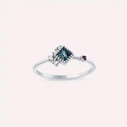 0.40 CT Multicolor Safir ve Pırlanta Taşlı Beyaz Altın Yüzük