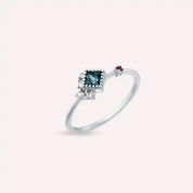 0.40 CT Multicolor Safir ve Pırlanta Taşlı Beyaz Altın Yüzük