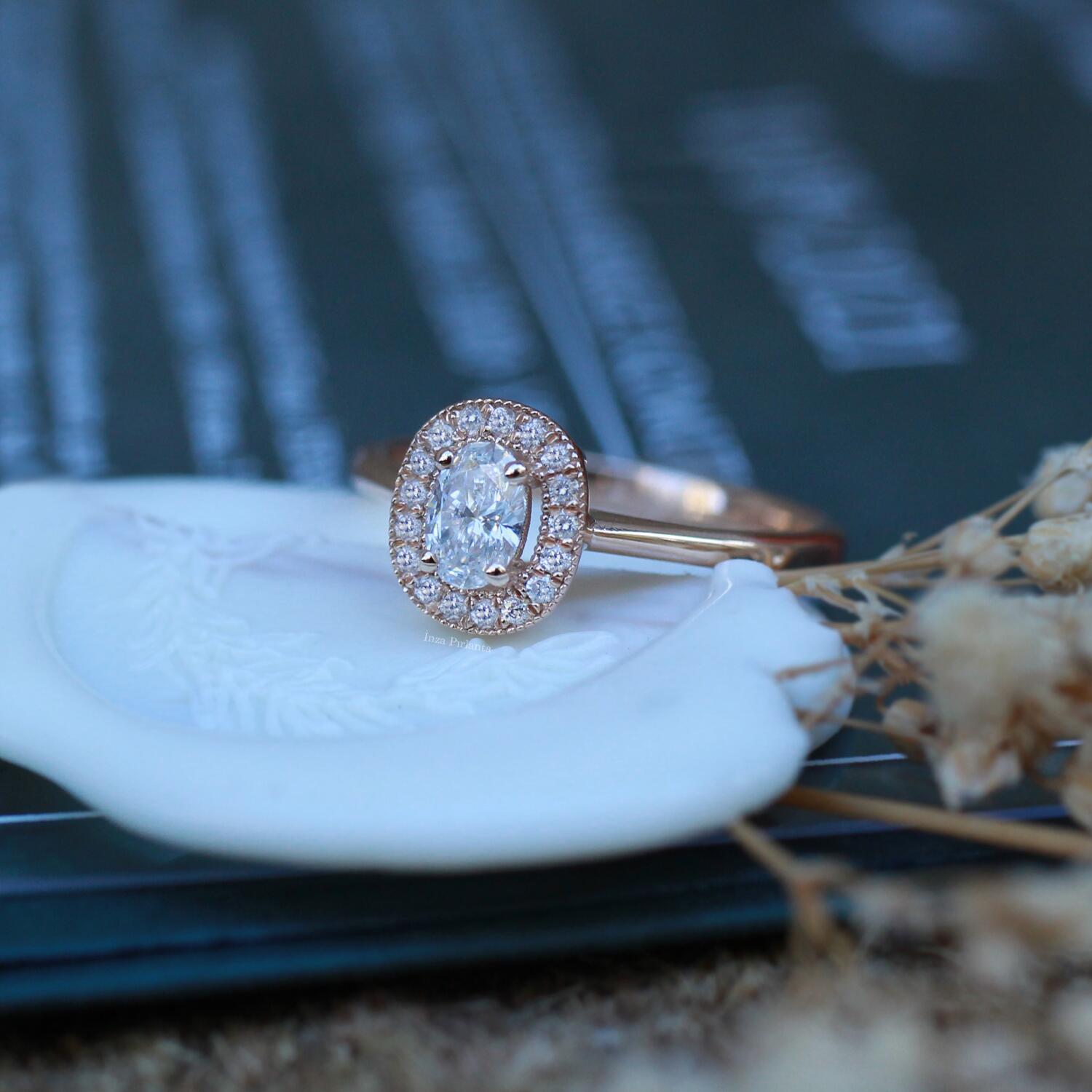 0.40 CT Vintage Oval Tasarım Pırlanta Yüzük