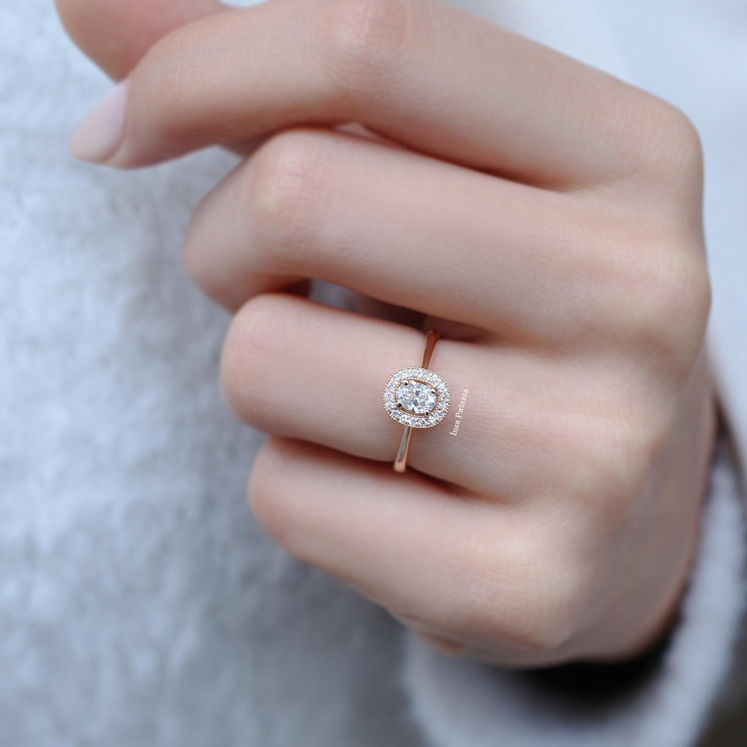 0.40 CT Vintage Oval Tasarım Pırlanta Yüzük