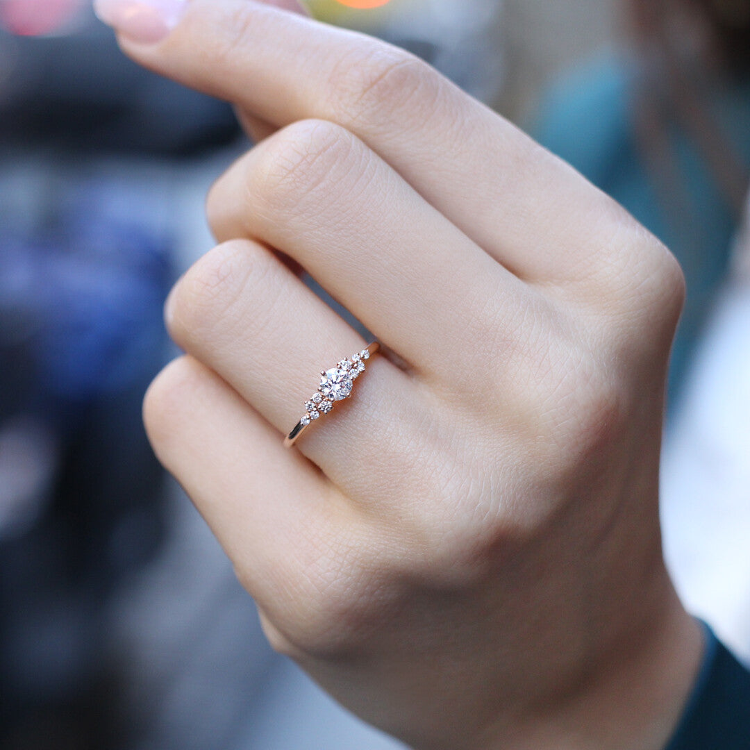 0.40 CT Vintage Özel Tasarım Asimetri Pırlanta Tektaş Yüzük