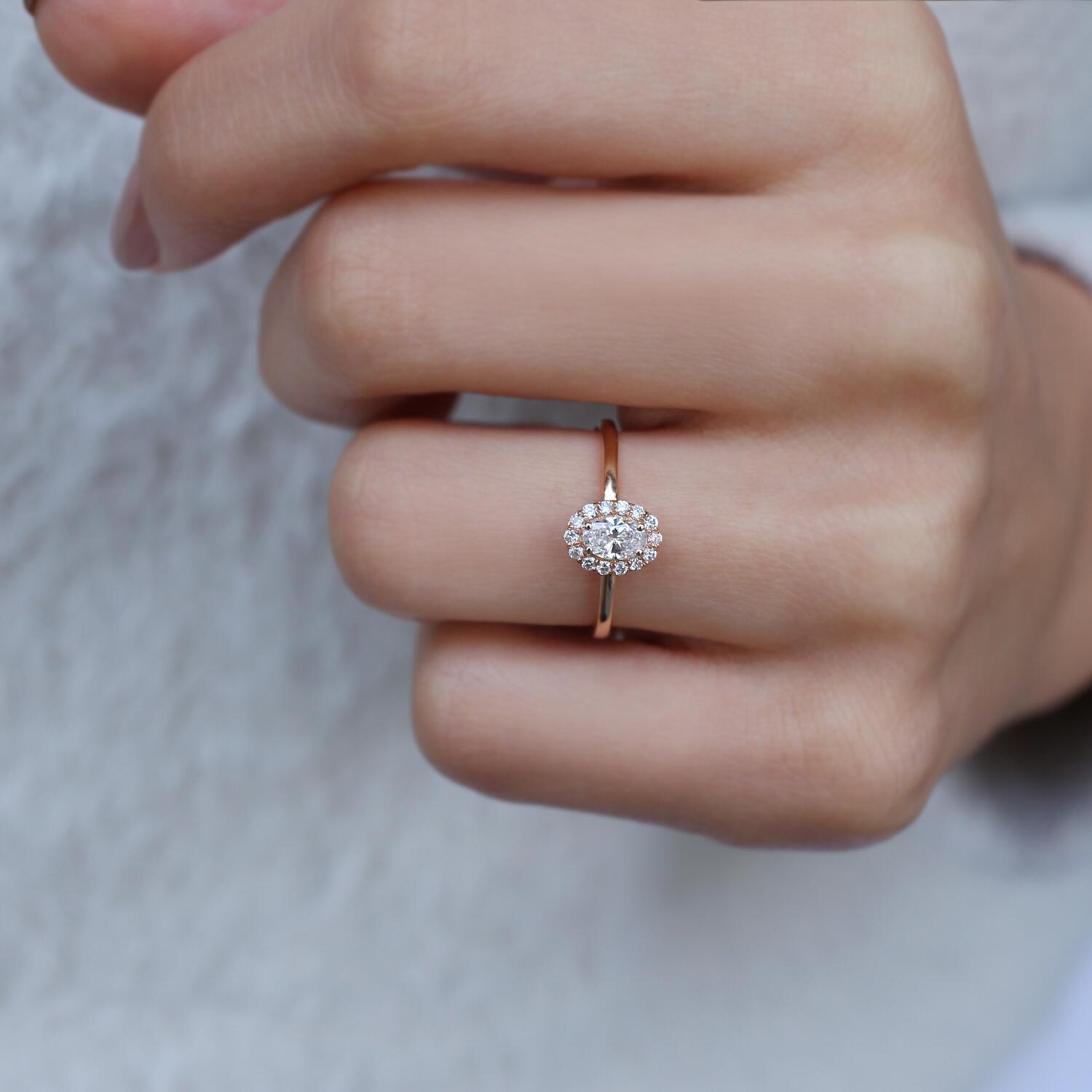 0.40 Karat Vintage Tasarım Oval Pırlanta Yüzük