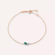 Rina 0.41 CT Zümrüt ve Pırlanta Taşlı Rose Altın Bileklik