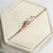 0.42 CT H SI2 HRD Sertifikalı Vintage Dal Tasarım Pırlanta Yüzük