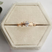 0.42 CT H SI2 HRD Sertifikalı Vintage Dal Tasarım Pırlanta Yüzük