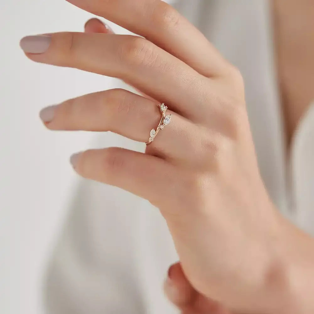 0.42 CT Markiz Kesim Pırlanta Taşlı Rose Altın Yüzük