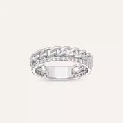 0.42 CT Pırlanta Taşlı Beyaz Altın Zincir Yüzük