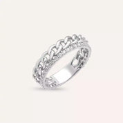 0.42 CT Pırlanta Taşlı Beyaz Altın Zincir Yüzük
