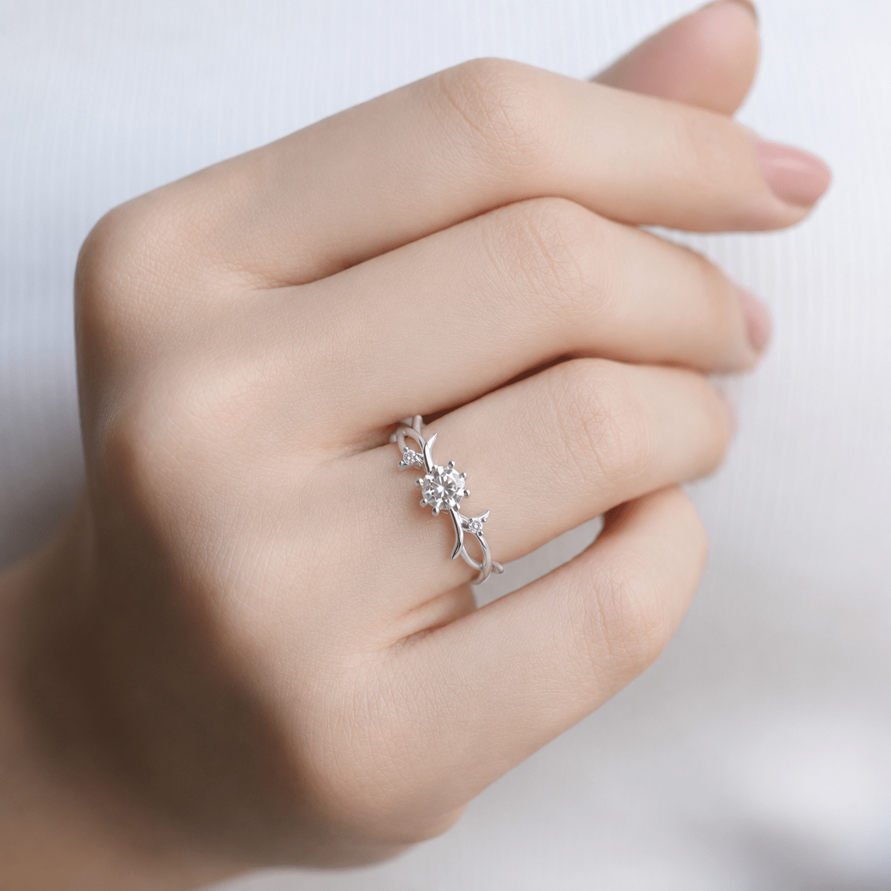 0.42 Karat Vintage Tasarım Pırlanta Dal Tektaş Yüzük