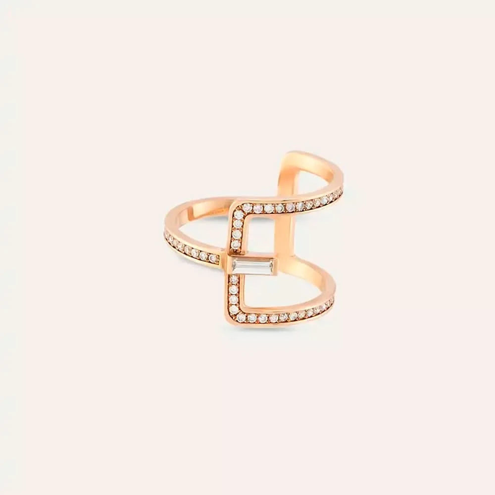 0.43 CT Baget Kesim Pırlanta Taşlı Rose Altın Yüzük