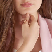 0.43 CT Dark Red Safir ve Pırlanta Taşlı Rose Altın Yüzük