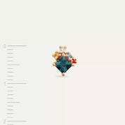 0.43 CT Multicolor Safir ve Pırlanta Taşlı Tek Küpe