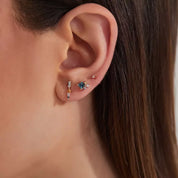 0.43 CT Multicolor Safir ve Pırlanta Taşlı Tek Küpe