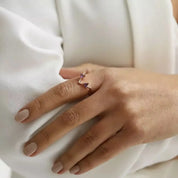 0.44 CT Pırlanta ve Ametist Taşlı Rose Altın V Yüzük