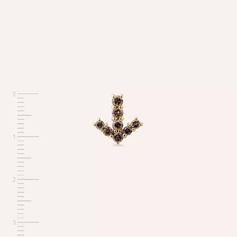 0.45 CT Brown Pırlanta Taşlı Rose Altın Tek Küpe