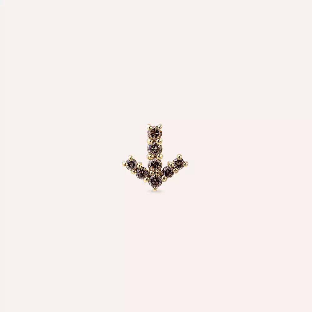 0.45 CT Brown Pırlanta Taşlı Rose Altın Tek Küpe