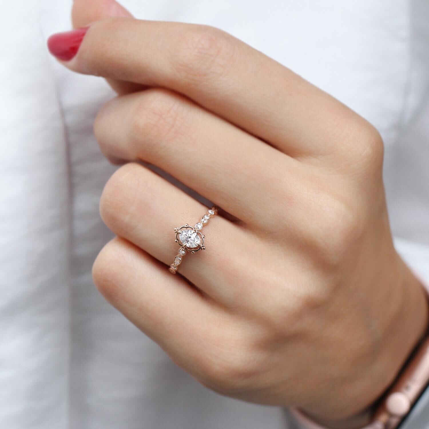 0.45 CT F SI2 HRD Sertifikalı Vintage Aria Pırlanta Yüzük