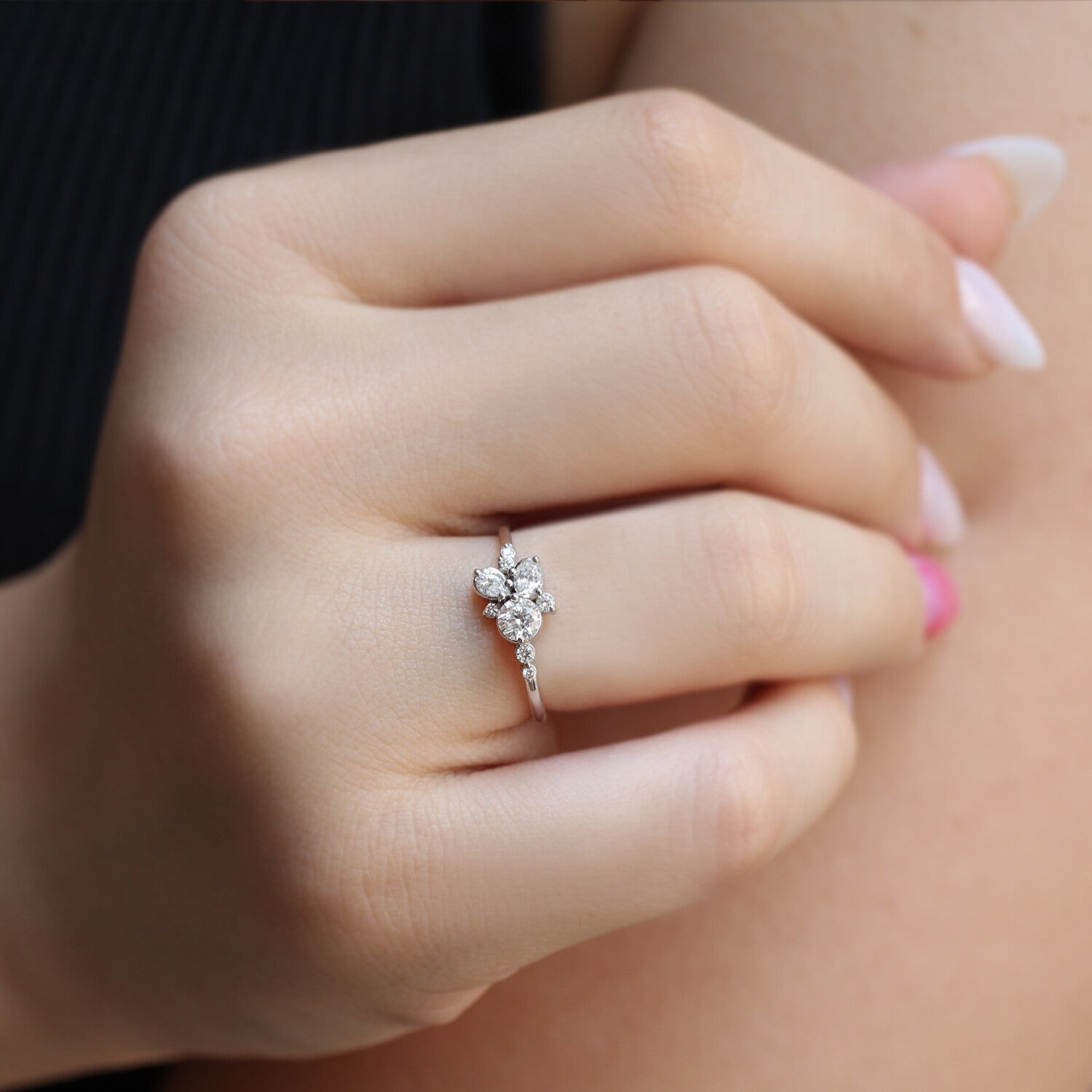 0.45 CT Vintage Özel Tasarım Asimetri Pırlanta Yüzük