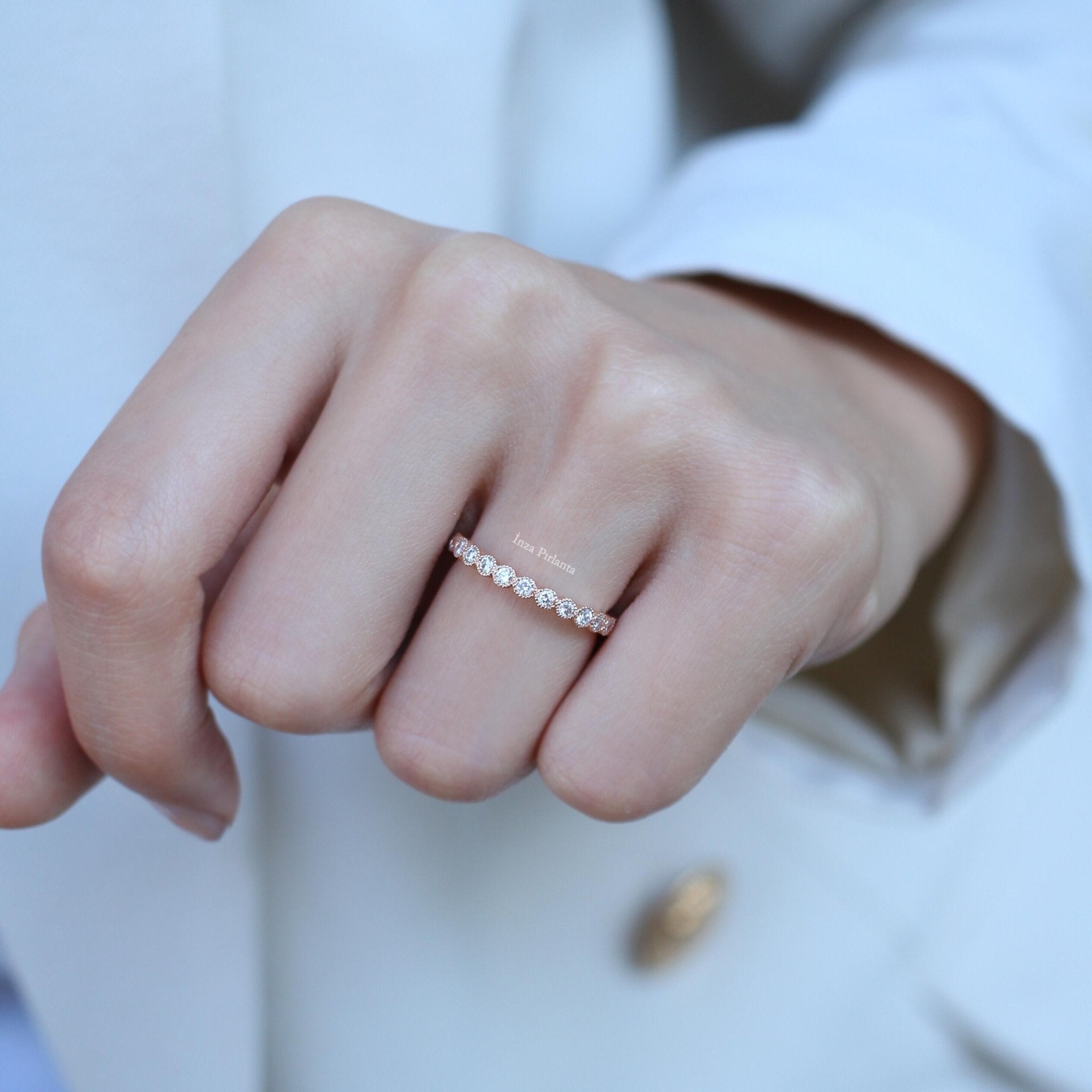 0.45 Karat Vintage Özel Tasarım Yarımtur Pırlanta Yüzük