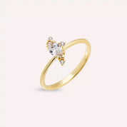 0.46 CT Markiz Kesim Pırlanta Taşlı Sarı Altın Yüzük