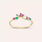 0.46 CT Multicolor Safir ve Pırlanta Taşlı Yüzük