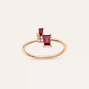 0.48 CT Baget Kesim Yakut Taşlı Rose Altın Yüzük