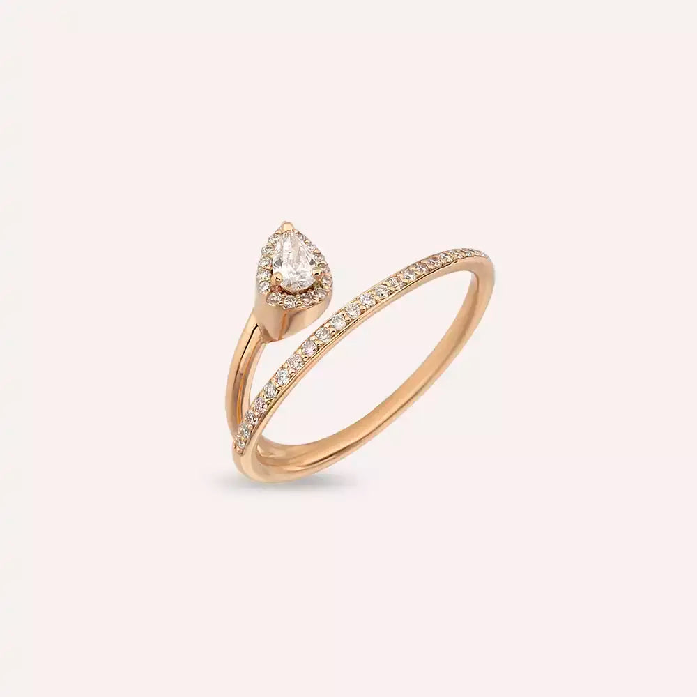 Swirl 0.48 CT Damla Kesim Pırlanta Taşlı Rose Altın Yüzük