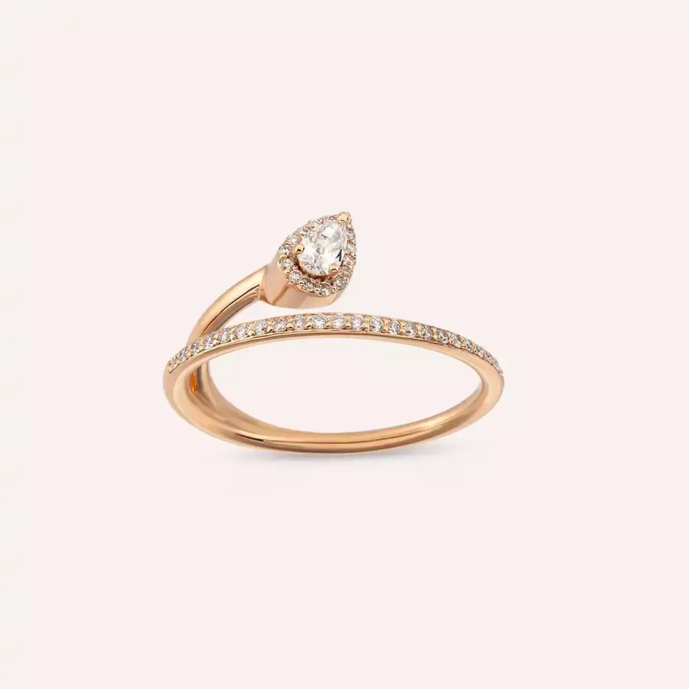 0.48 CT Damla Kesim Pırlanta Taşlı Rose Altın Yüzük