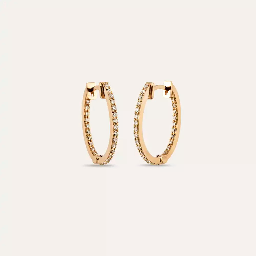 0.48 CT Pırlanta Taşlı Rose Altın Halka Küpe