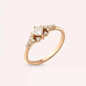 0.48 CT Prenses Kesim Pırlanta Taşlı Rose Altın Yüzük