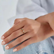 0.48 CT Zümrüt, Yakut ve Multicolor Safir Taşlı Sarı Altın Yüzük