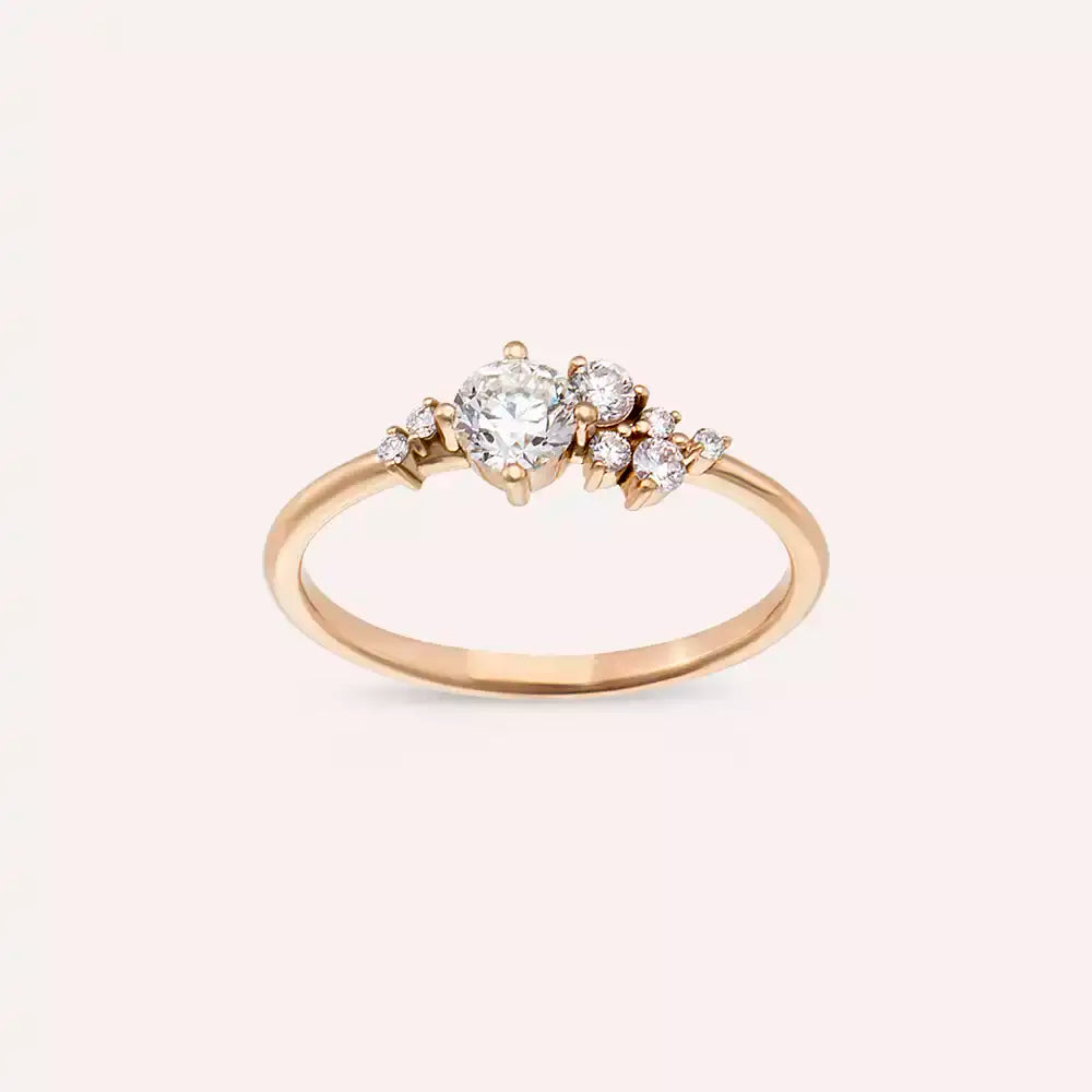 0.49 CT Pırlanta Taşlı Rose Altın Yüzük