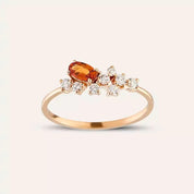 0.50 CT Orange Safir ve Pırlanta Taşlı Rose Altın Yüzük